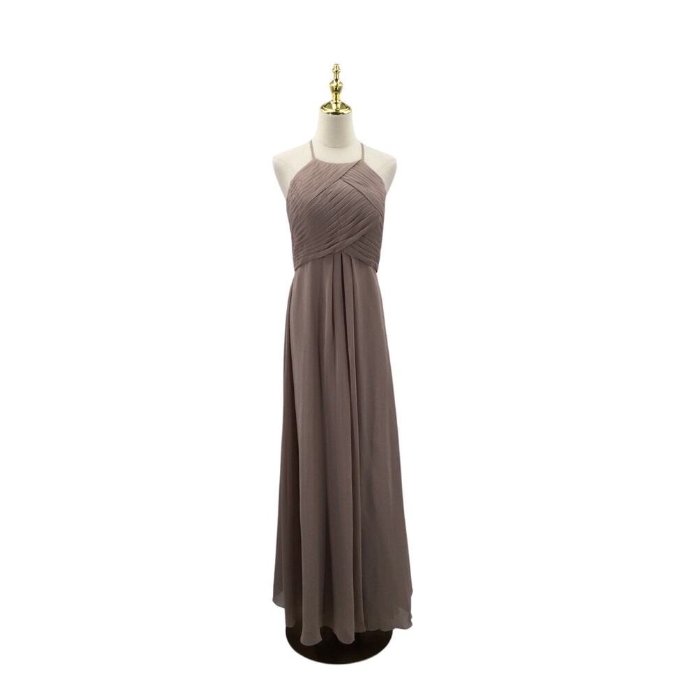 AW BRIDAL SZ 10 L taupe bridesmaid cocktail formal party maxi dress NEW B67